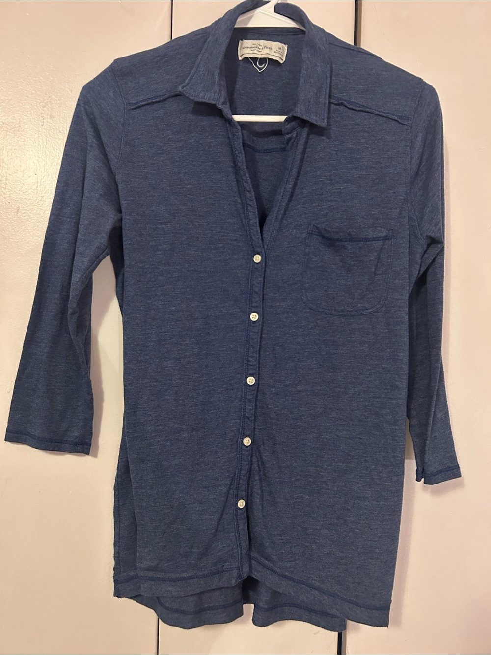 Abercrombie & Fitch Indigo Blue Casual Button-Down Shirt